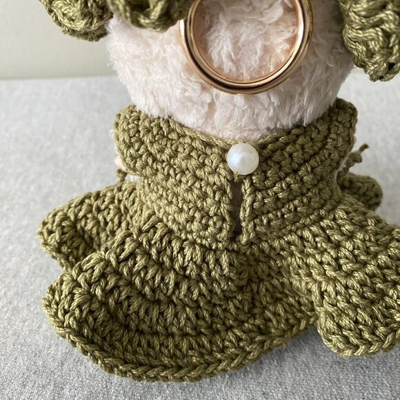 Handmade Crochet Autumn Green Peach Fairy Witch Outfit for 17cm Doll 2-Piece Set - Picture 7 of 9